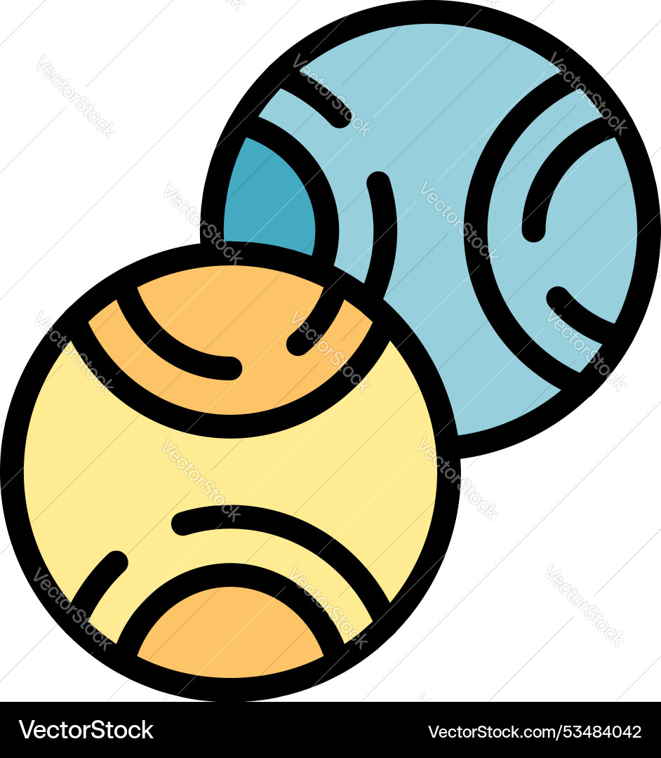 Two planets orbiting around each other in space Two planets orbiting around each other in space Vector Image