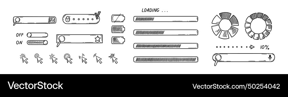 Web design doodle elements set website user Web design doodle elements set website user vector image