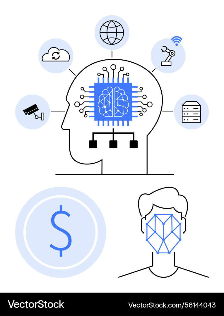 Artificial intelligence in automation cloud Artificial intelligence in automation cloud vector image
