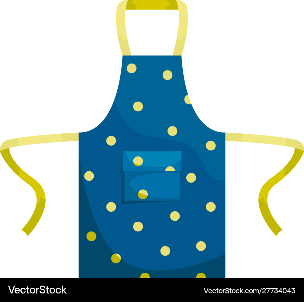Blue kitchen apron with polka dots isolated flat Blue kitchen apron with polka dots isolated flat vector image