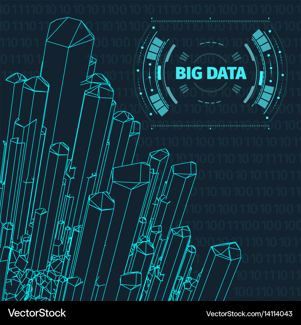 Computer generated binary code landscape on black vector image