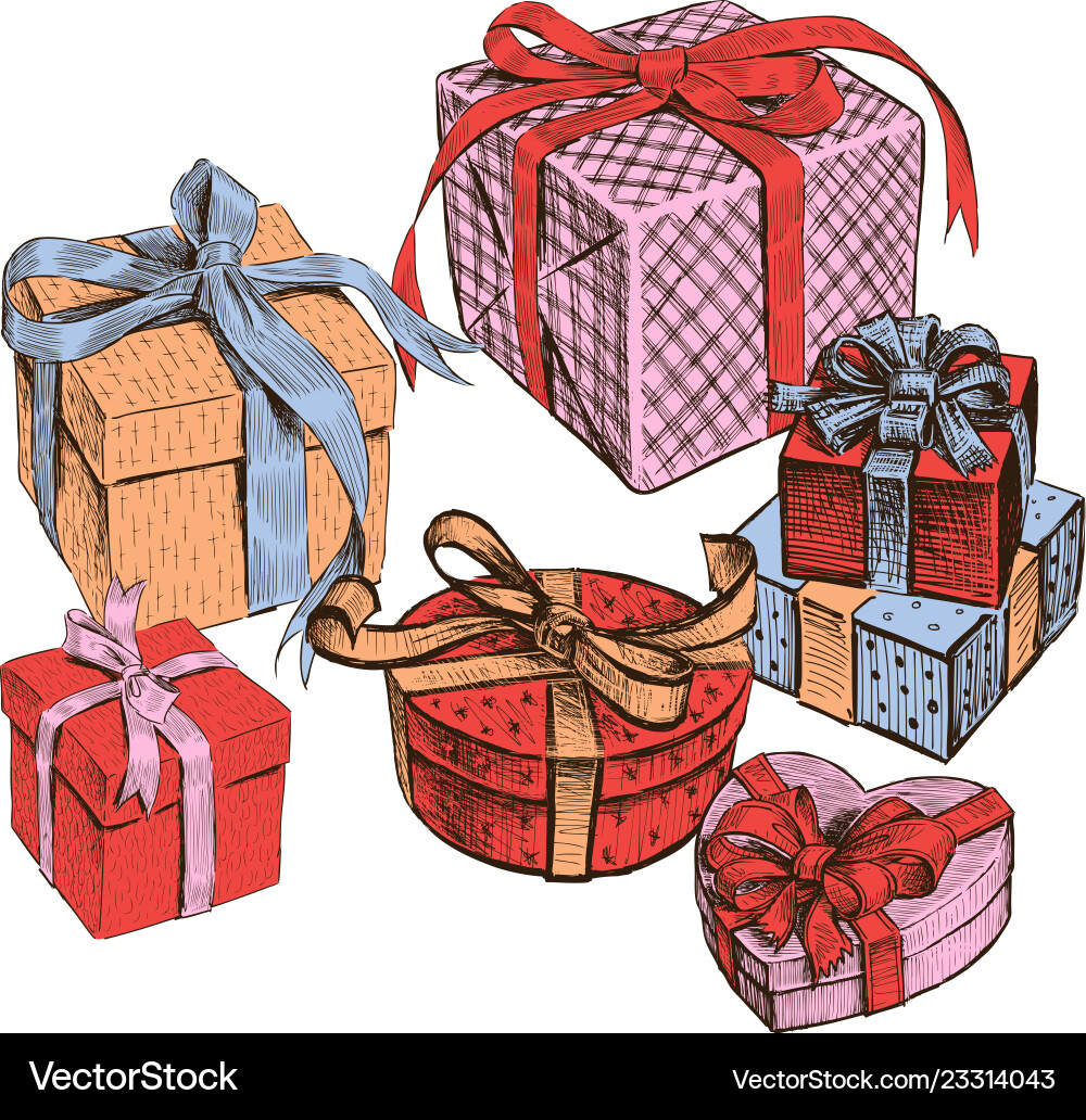Different boxes with gifts all objects vector image