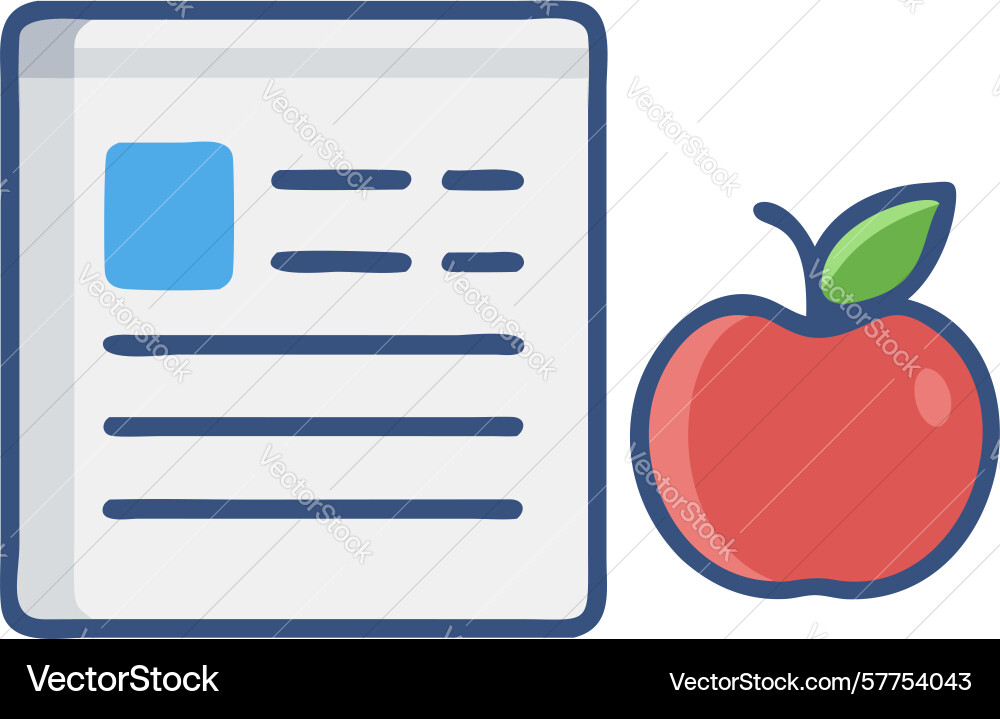 Document and apple symbol for learning design Vector Image