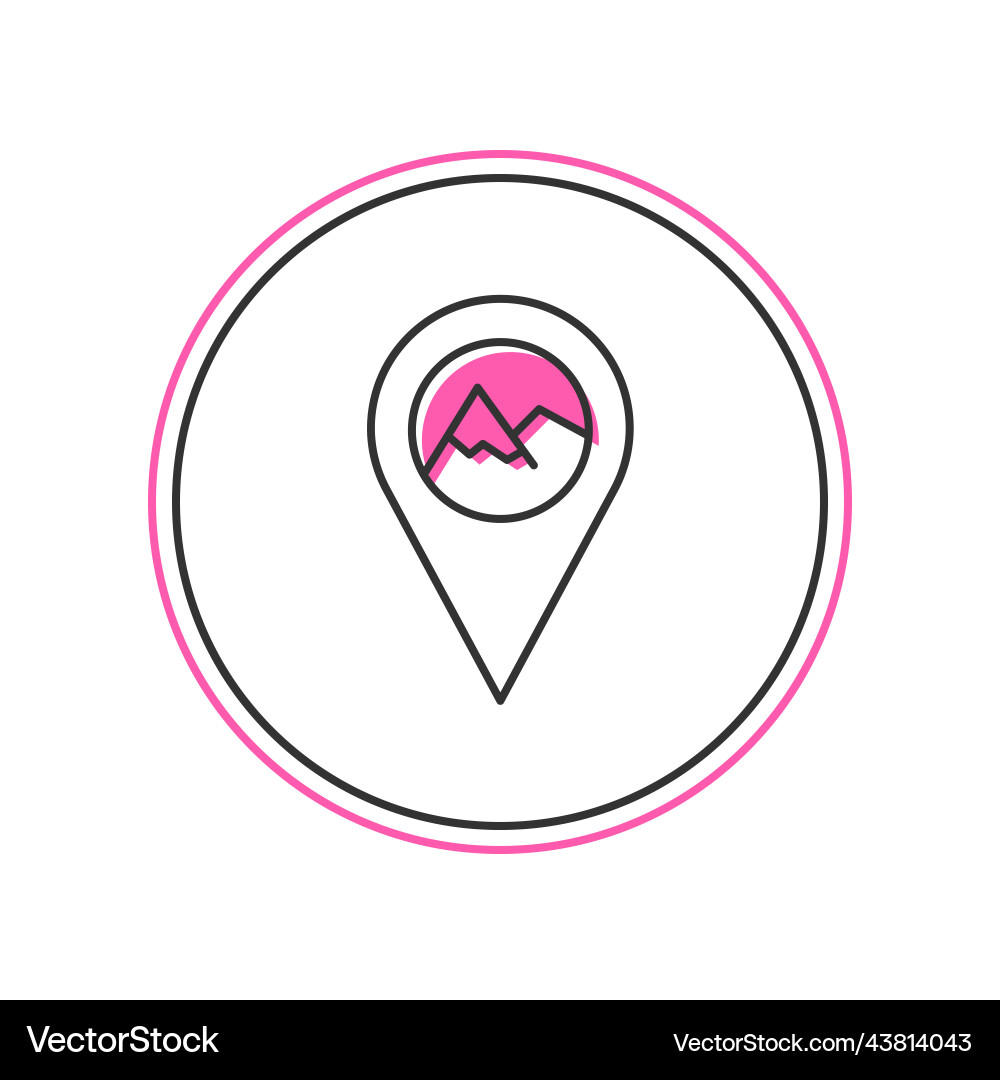 Filled outline map pointer with mountain icon Filled outline map pointer with mountain icon vector image