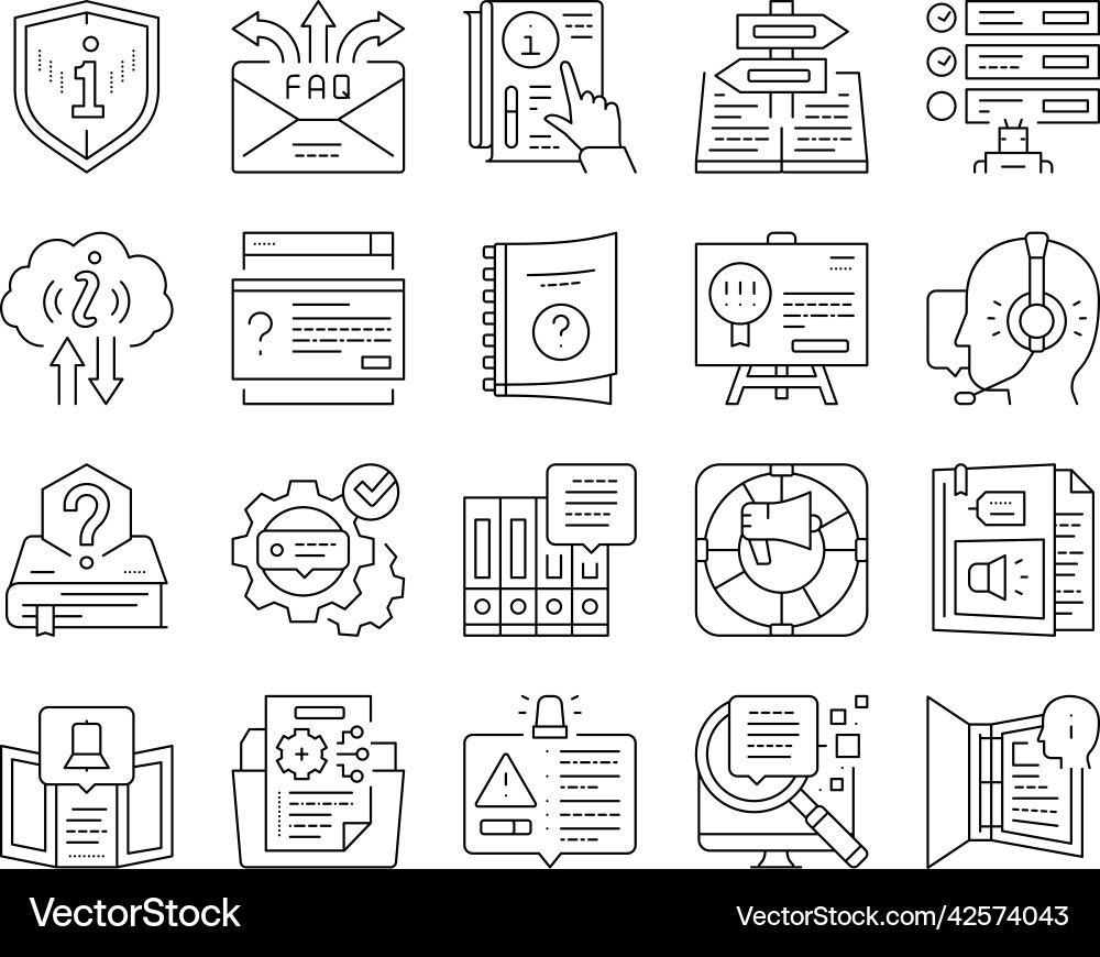 Information and client supporting icons set Information and client supporting icons set vector image