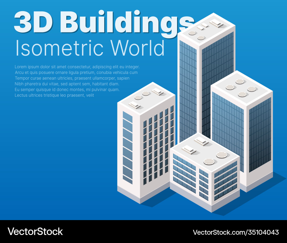 Isometric 3d module block district part Isometric 3d module block district part vector image