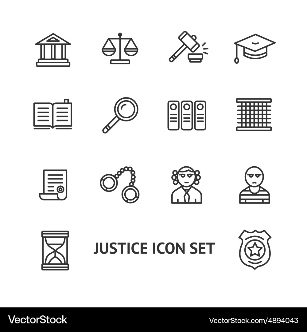 Justice Law Icon Set Vector Image