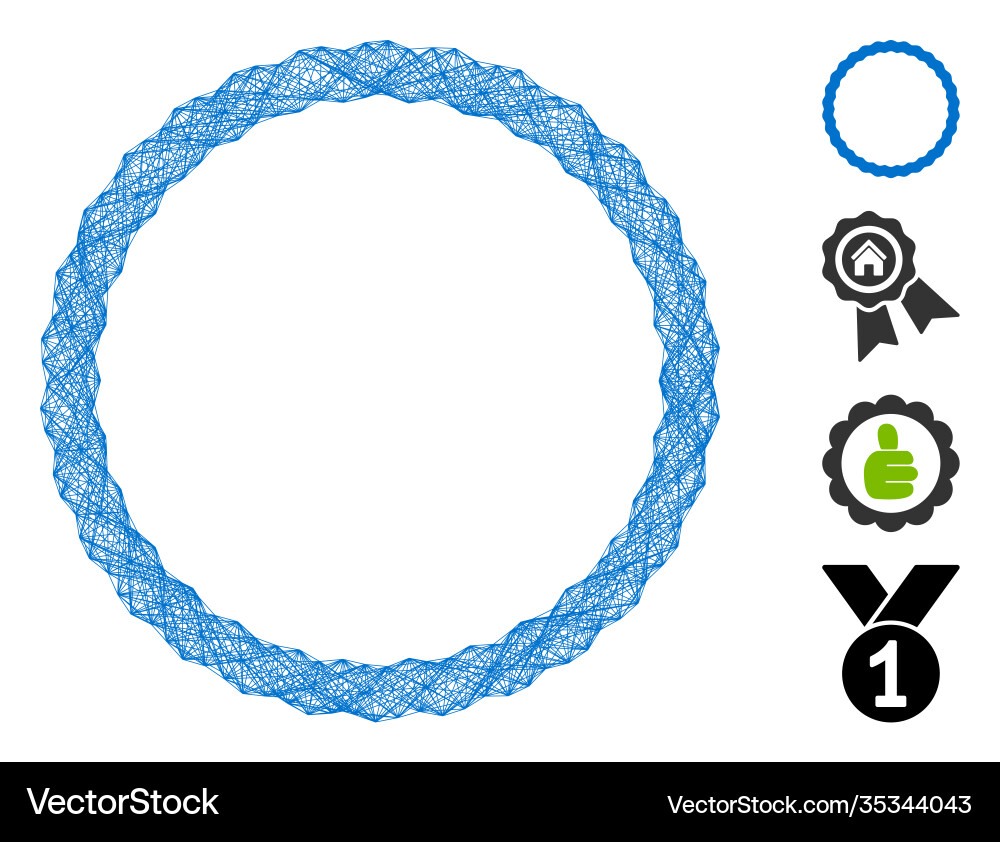 Linear certificate rosette frame mesh Linear certificate rosette frame mesh vector image