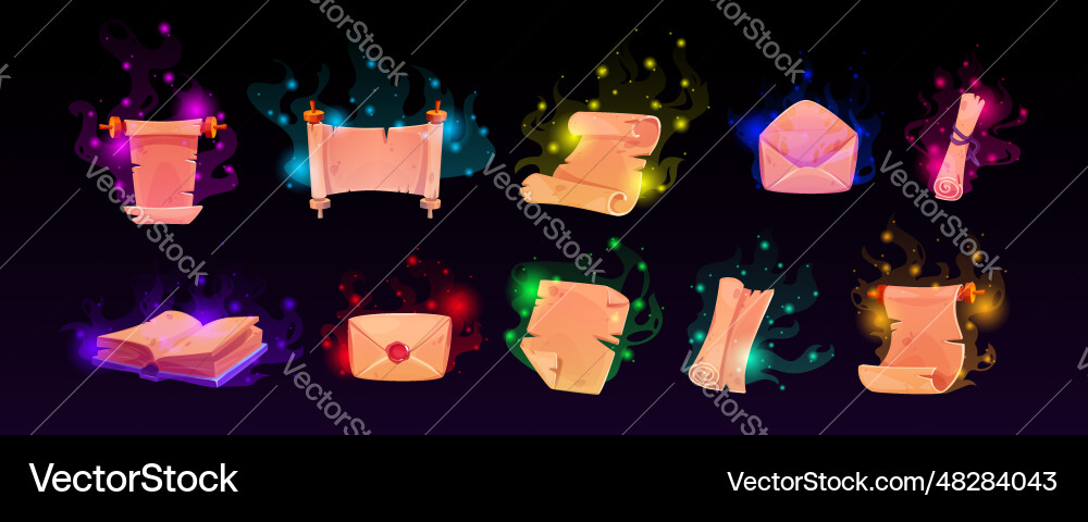 Magic Scroll & Parchment UI vector image