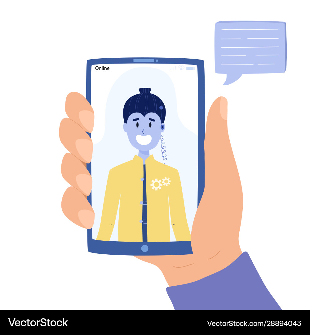 Man chatting with chatbot on mobile phone concept Man chatting with chatbot on mobile phone concept vector image