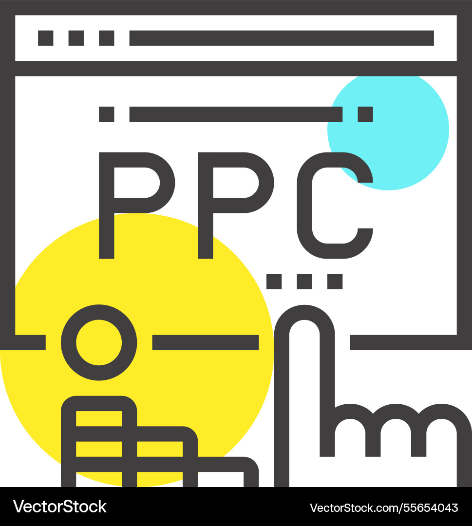 Pay per click flat line web icon concept Pay per click flat line web icon concept vector image