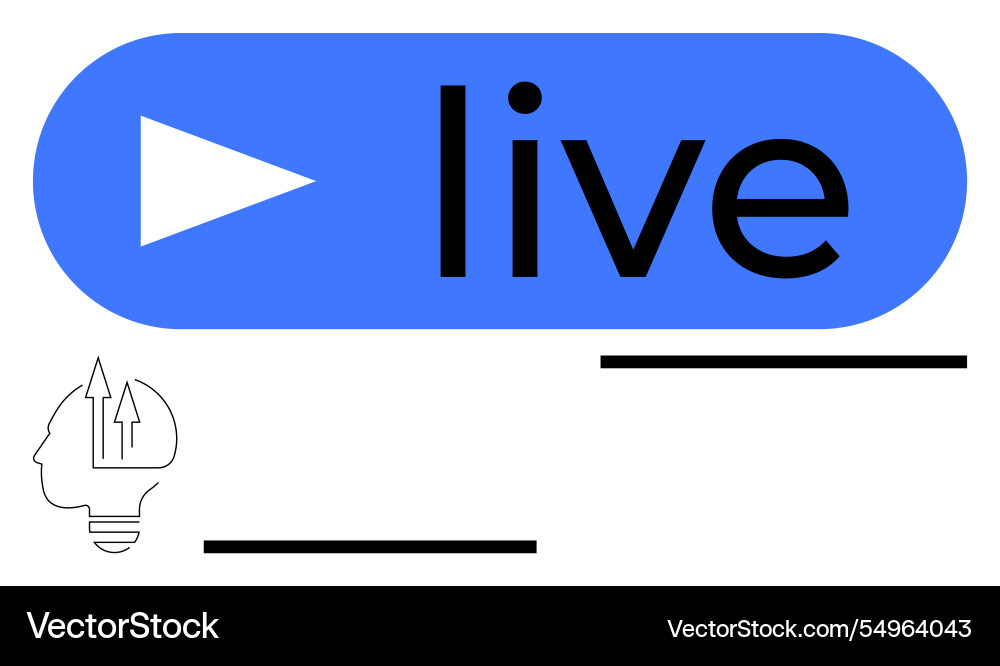 Play button and live text with abstract head Play button and live text with abstract head vector image