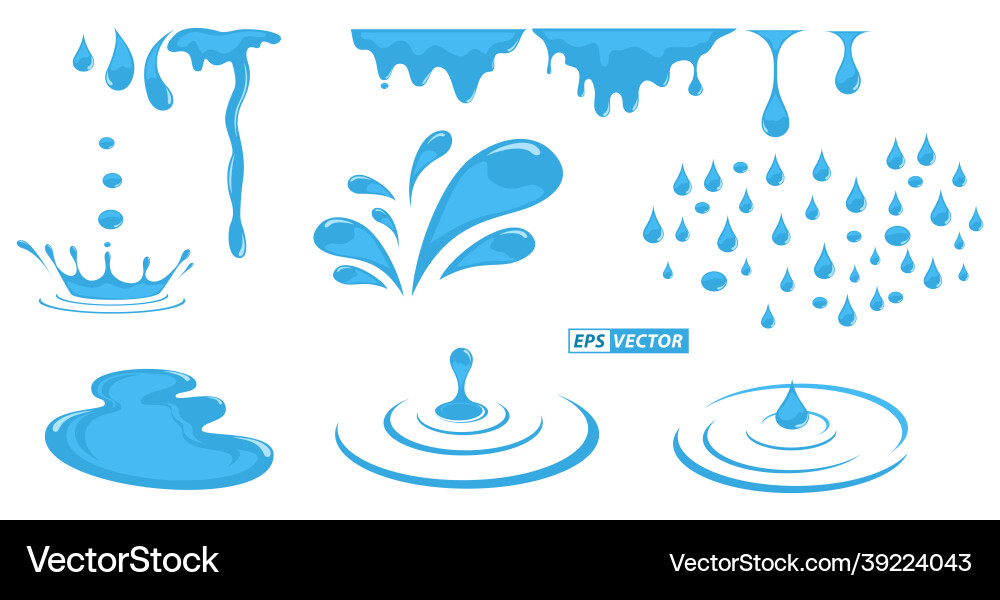 Realistic Liquid Ripples & Water Drops vector image