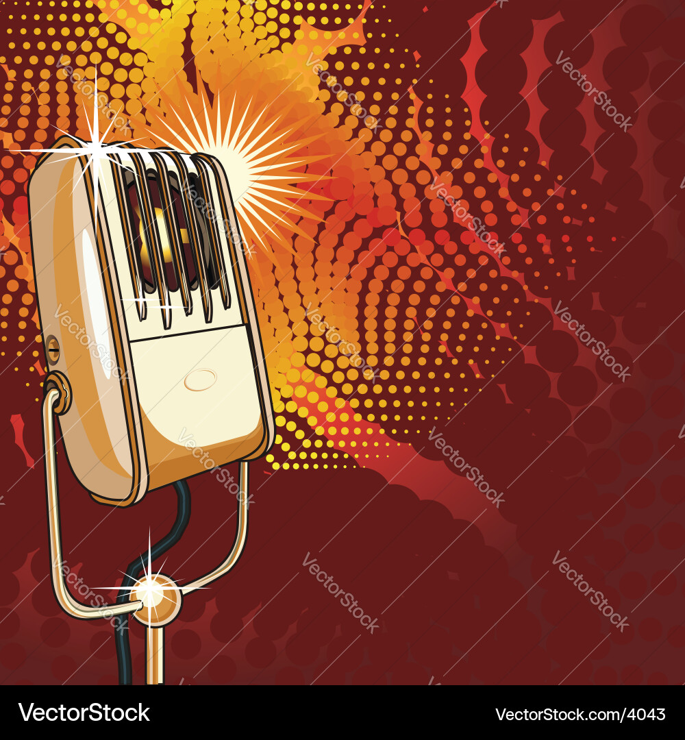 Retro Microphone on Swirl Background Vector Image