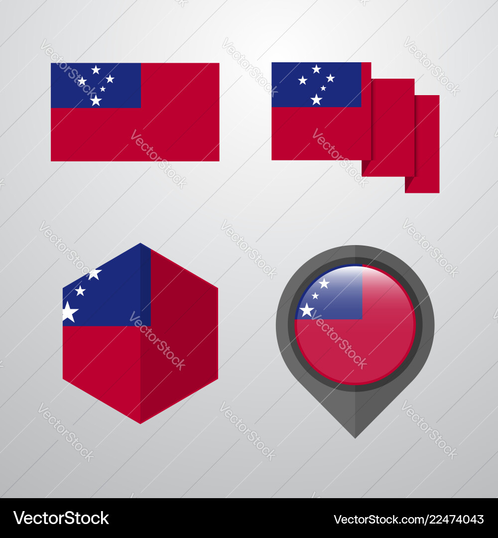 Samoa flag design set Vector Image