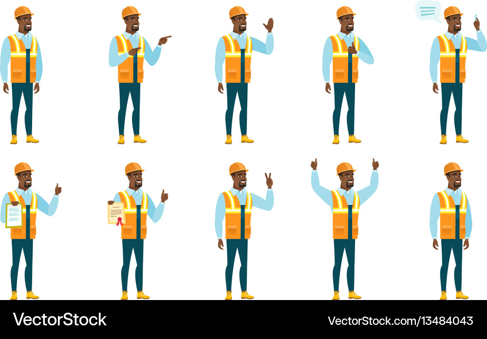 Set of builder characters Vector Image