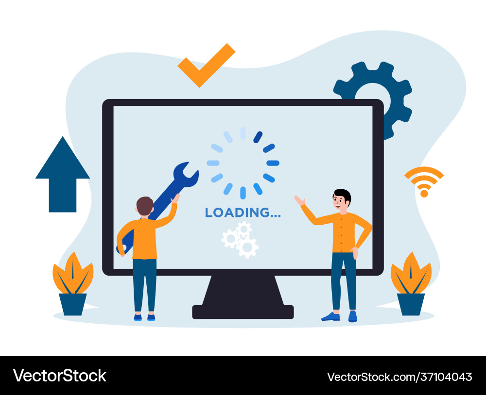 System update or software instalation flat design vector image
