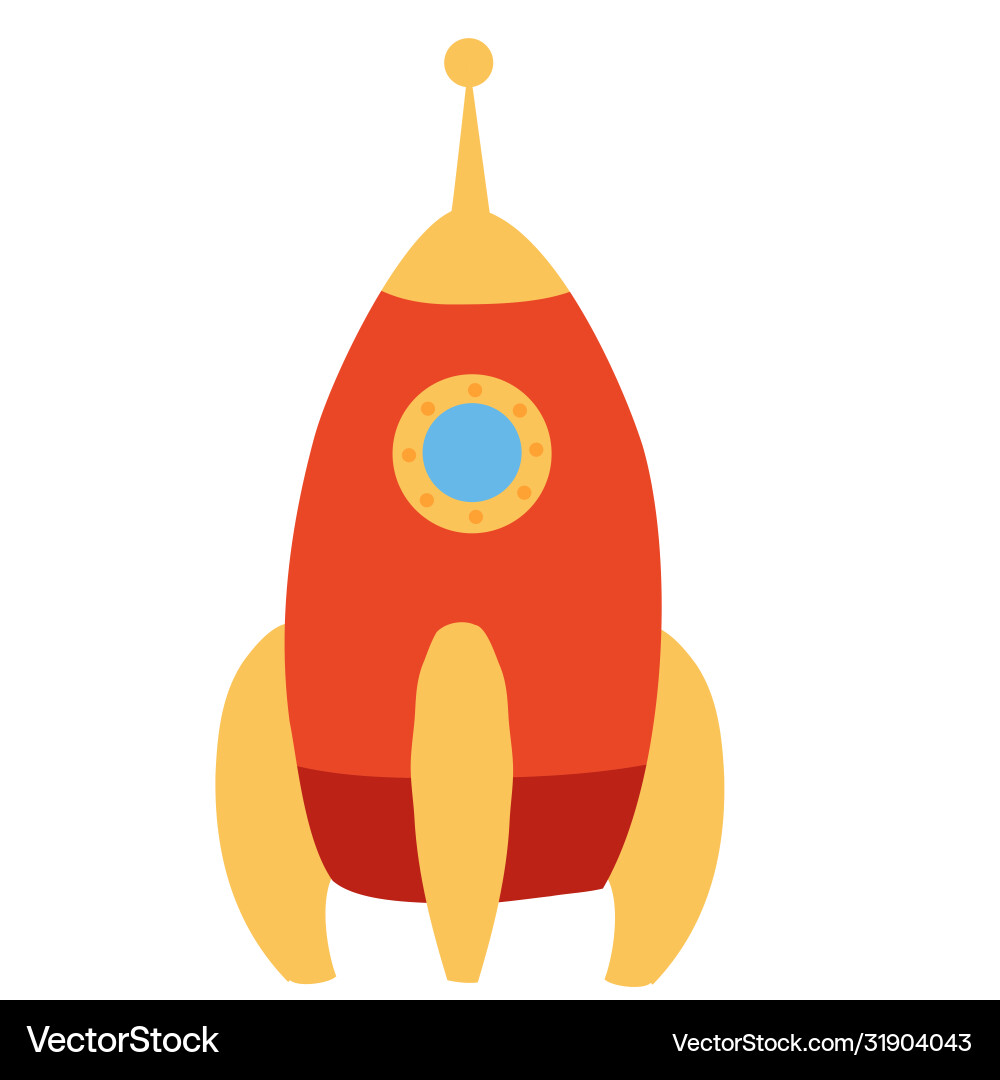 Toy red rocket for a child isolated object Vector Image