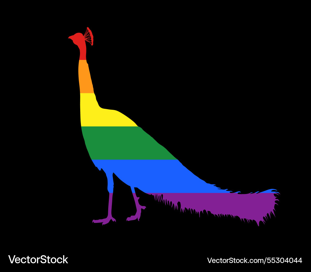 Animal peacock symbol lgbt flag silhouette Vector Image