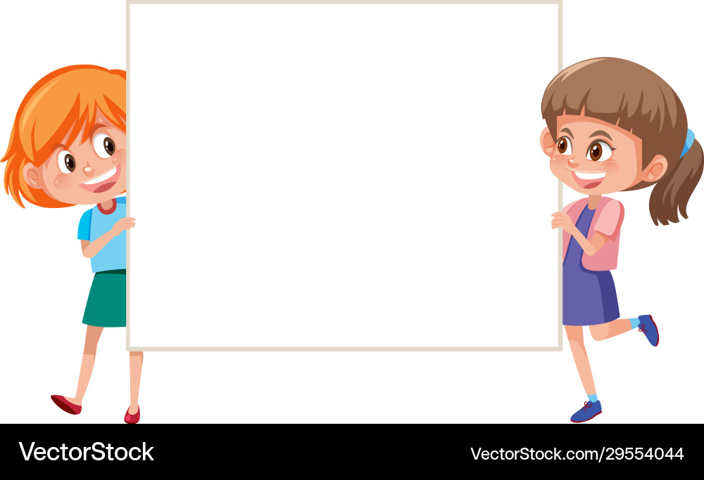 Banner template with two happy girls holding Vector Image