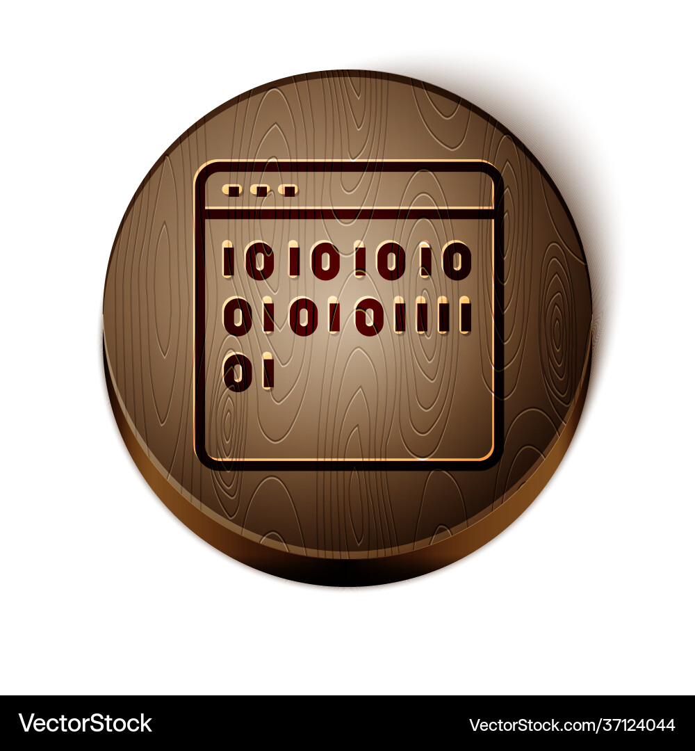 Brown line binary code icon isolated on white vector image
