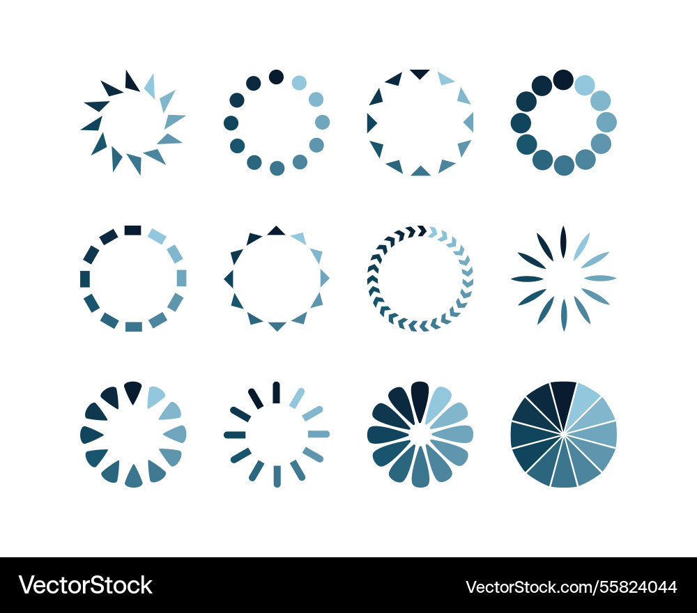 Collection loading bar status icon set of loaded vector image