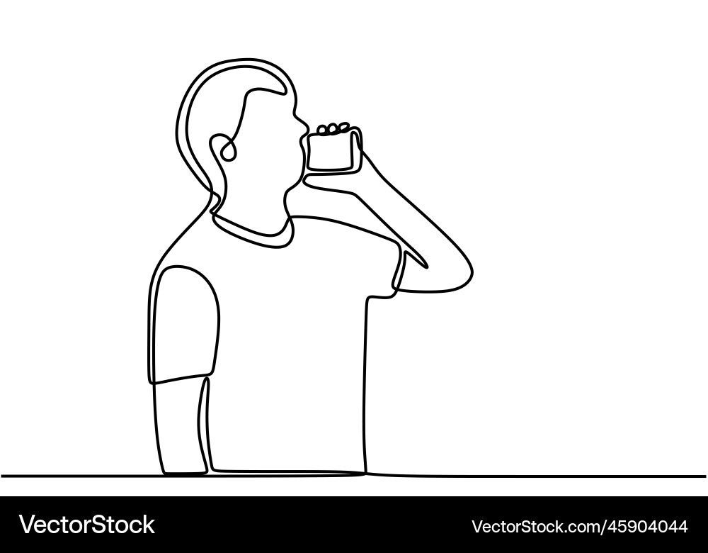 Continuous line drawing of man using his mobile Continuous line drawing of man using his mobile vector image