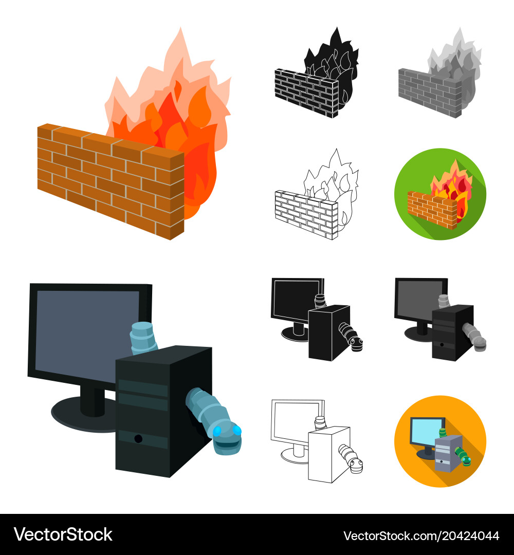 Hacker and hacking cartoonblackflatmonochrome vector image