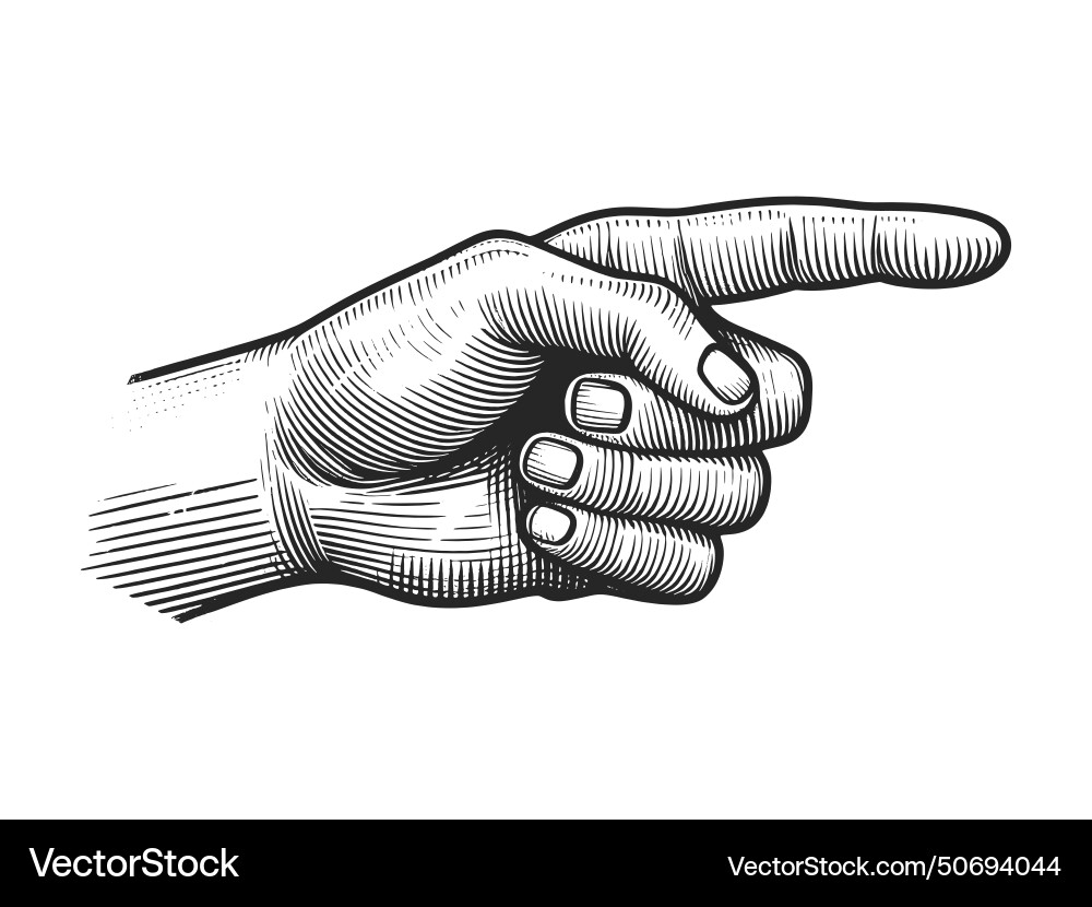 Hand Pointer - Engraved Sketch vector image