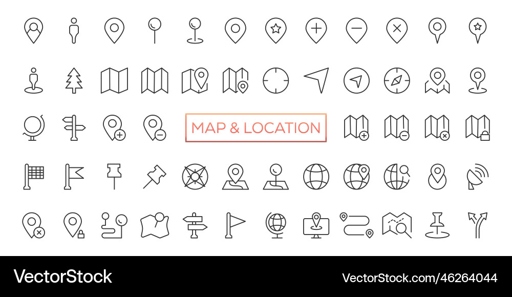 Location icons set navigation map pointer Vector Image