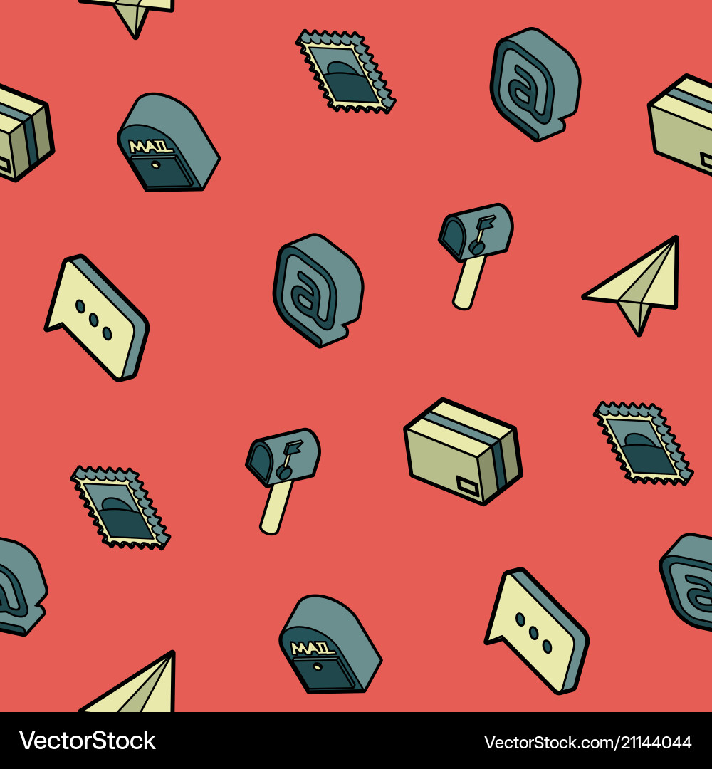 Mail color outline isometric pattern Mail color outline isometric pattern vector image