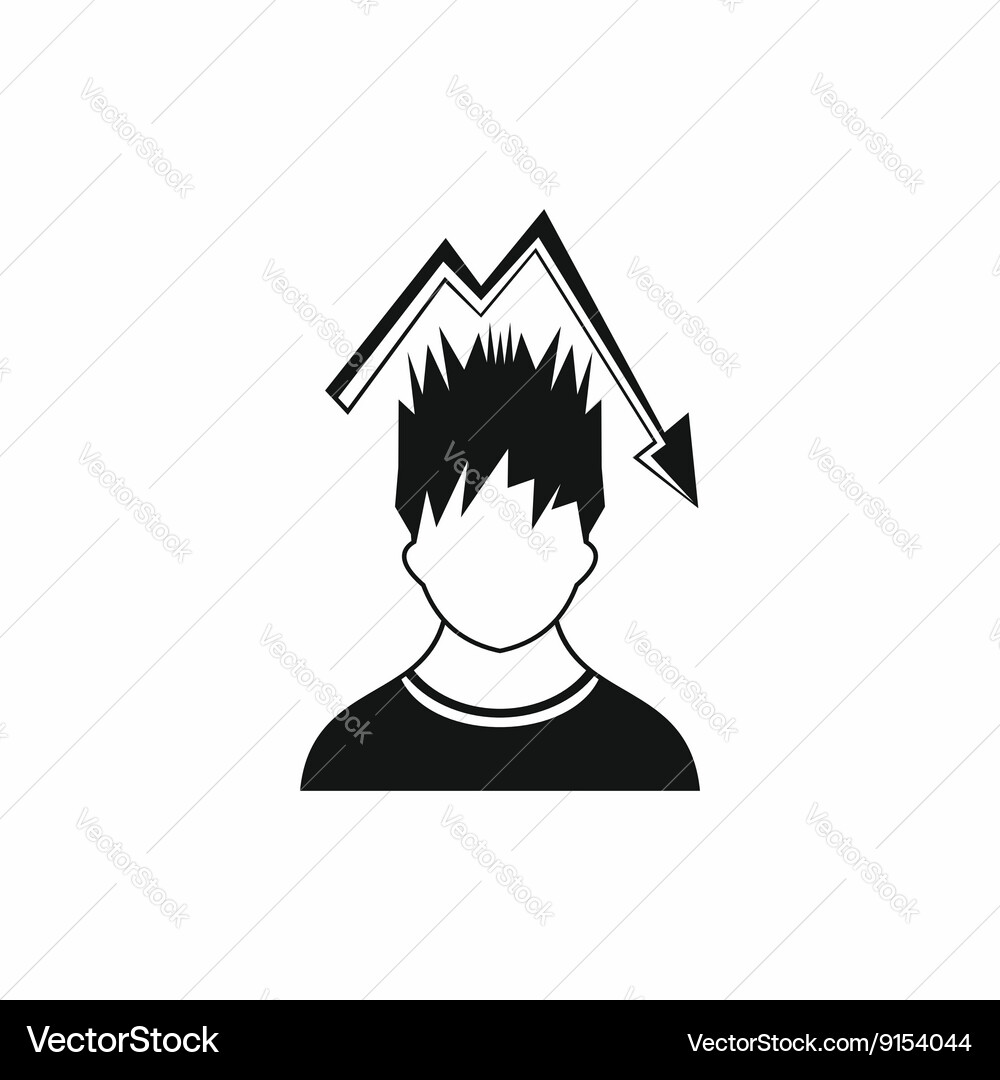 Man with falling red graph over head icon Vector Image