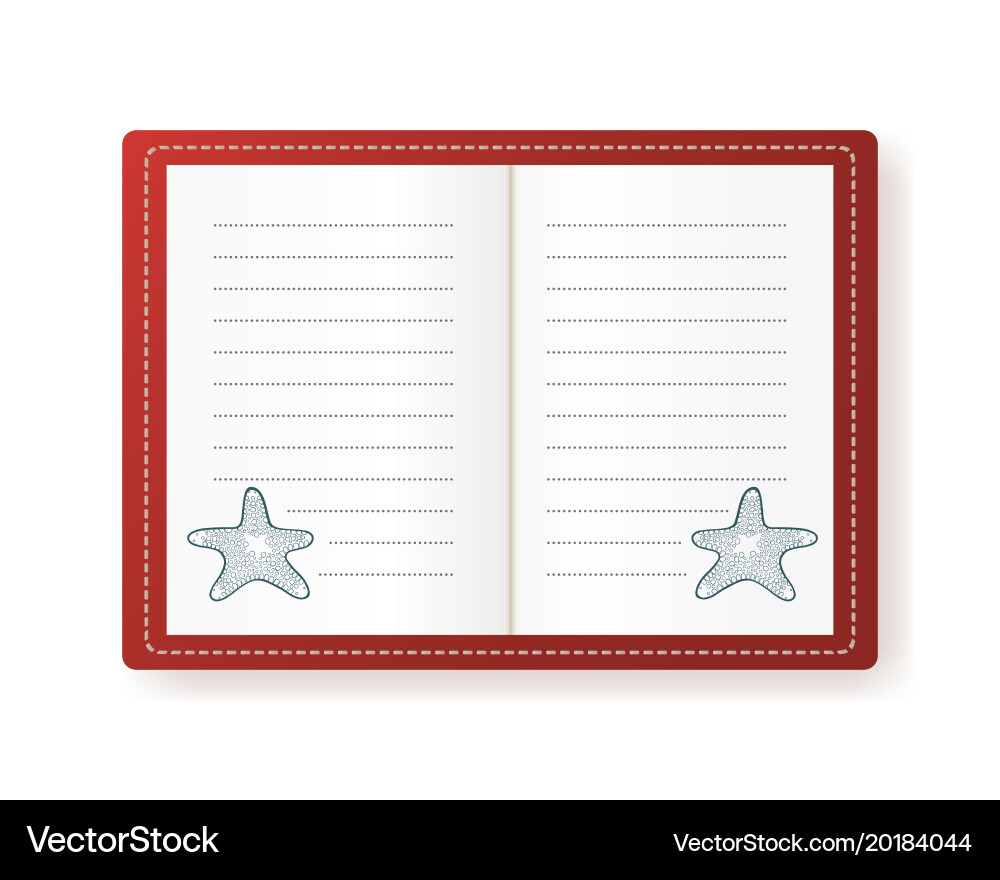 Notebook with starfish empty vector image