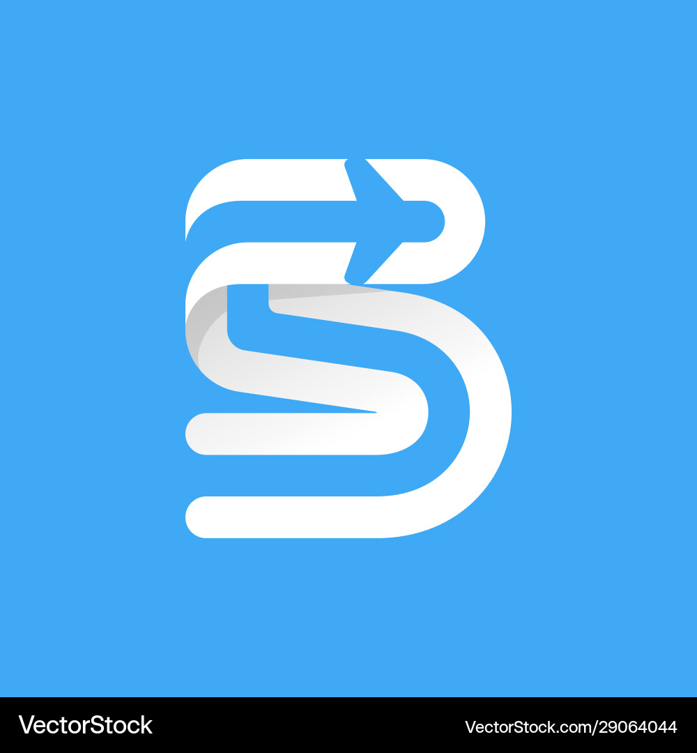 Number five logo with plane and airline inside Number five logo with plane and airline inside vector image