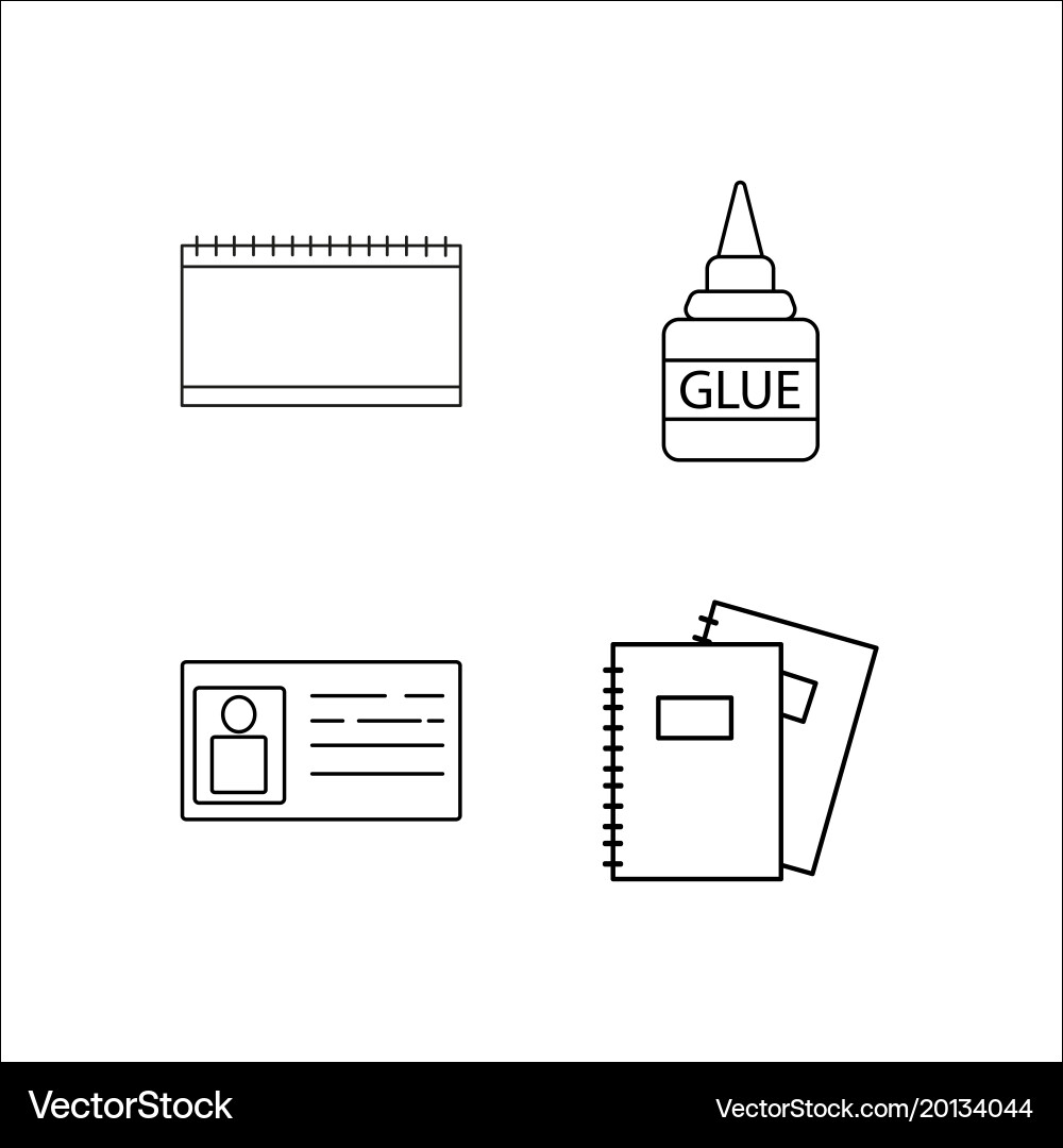 Office simple linear icon setsimple outline icons vector image