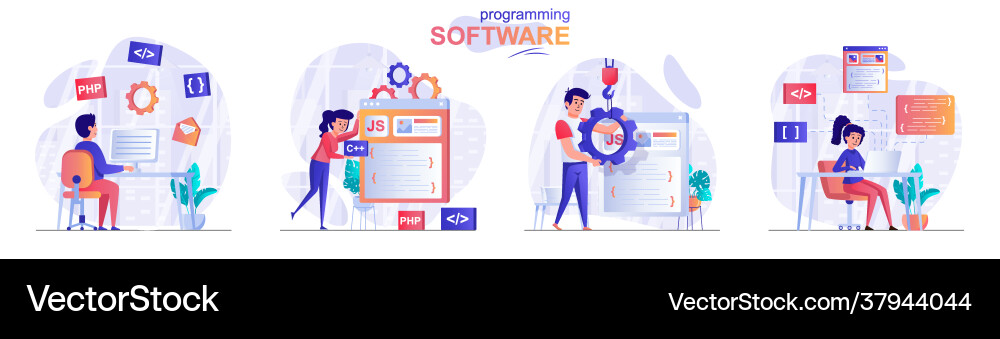 Programming Software Development Scene vector image