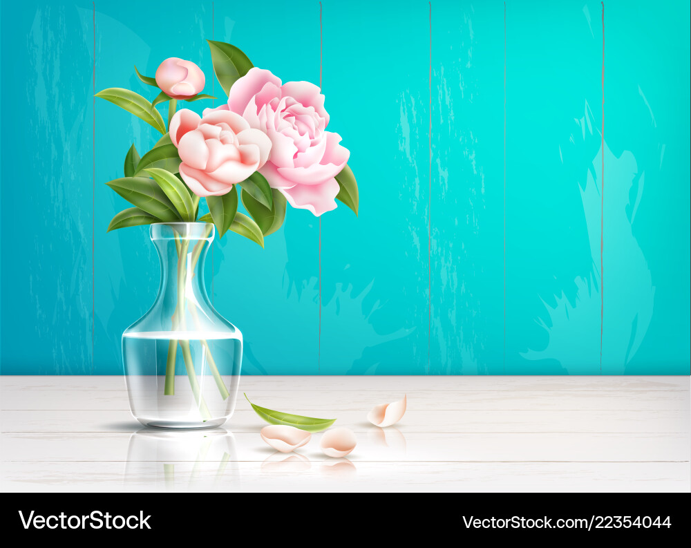 Realistische rosa Blume Blätter Bouquet Realistische rosa Blume Blätter Bouquet vektorbild