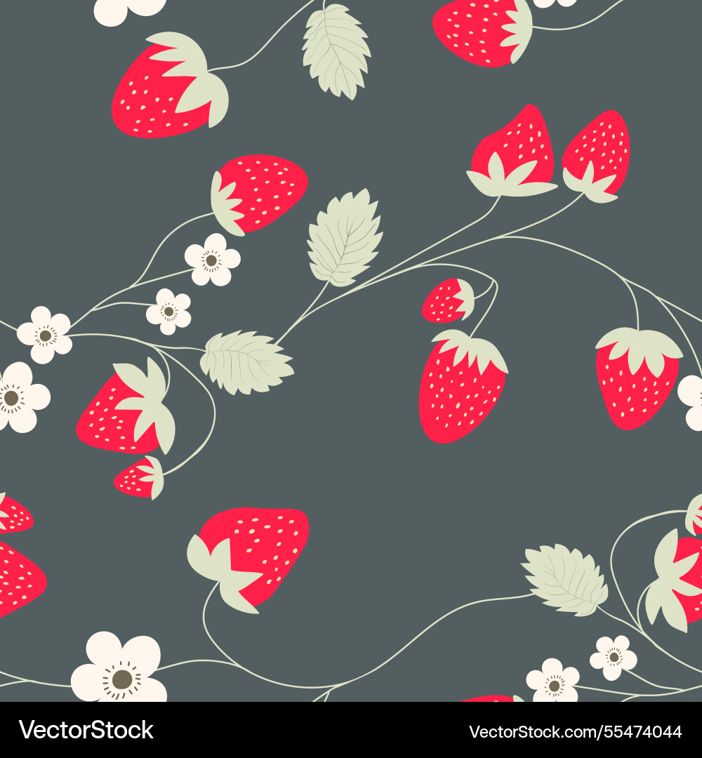 Seamless pattern with strawberry on color Vector Image