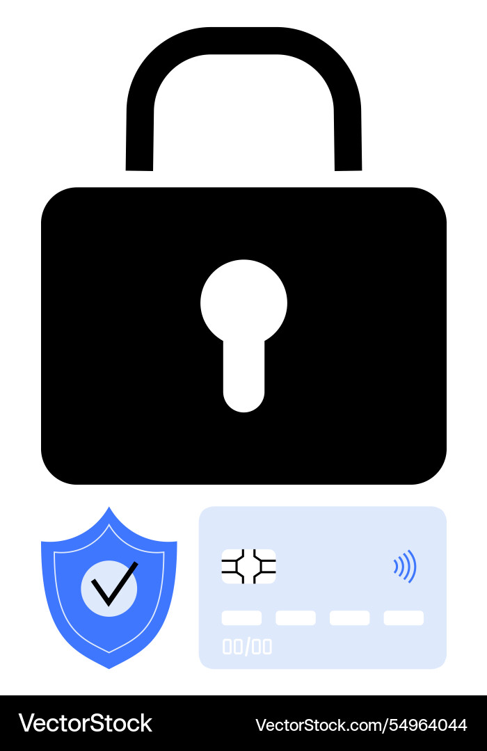 Secure payment concept with lock shield Secure payment concept with lock shield vector image