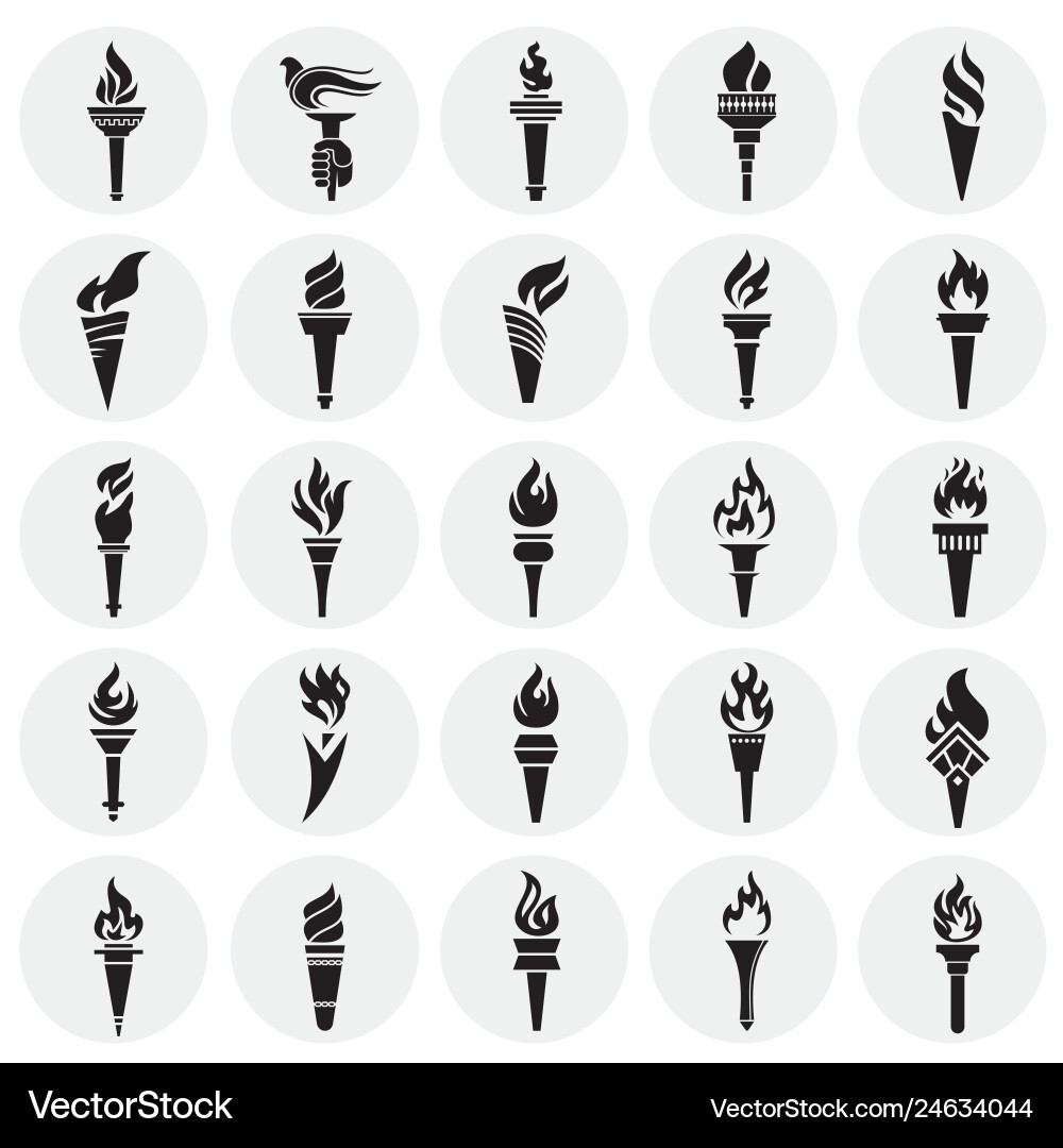 Torch icons set on circles background for graphic Torch icons set on circles background for graphic vector image