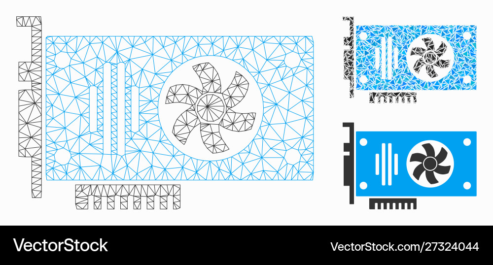 Videocard mesh network model and triangle Vector Image