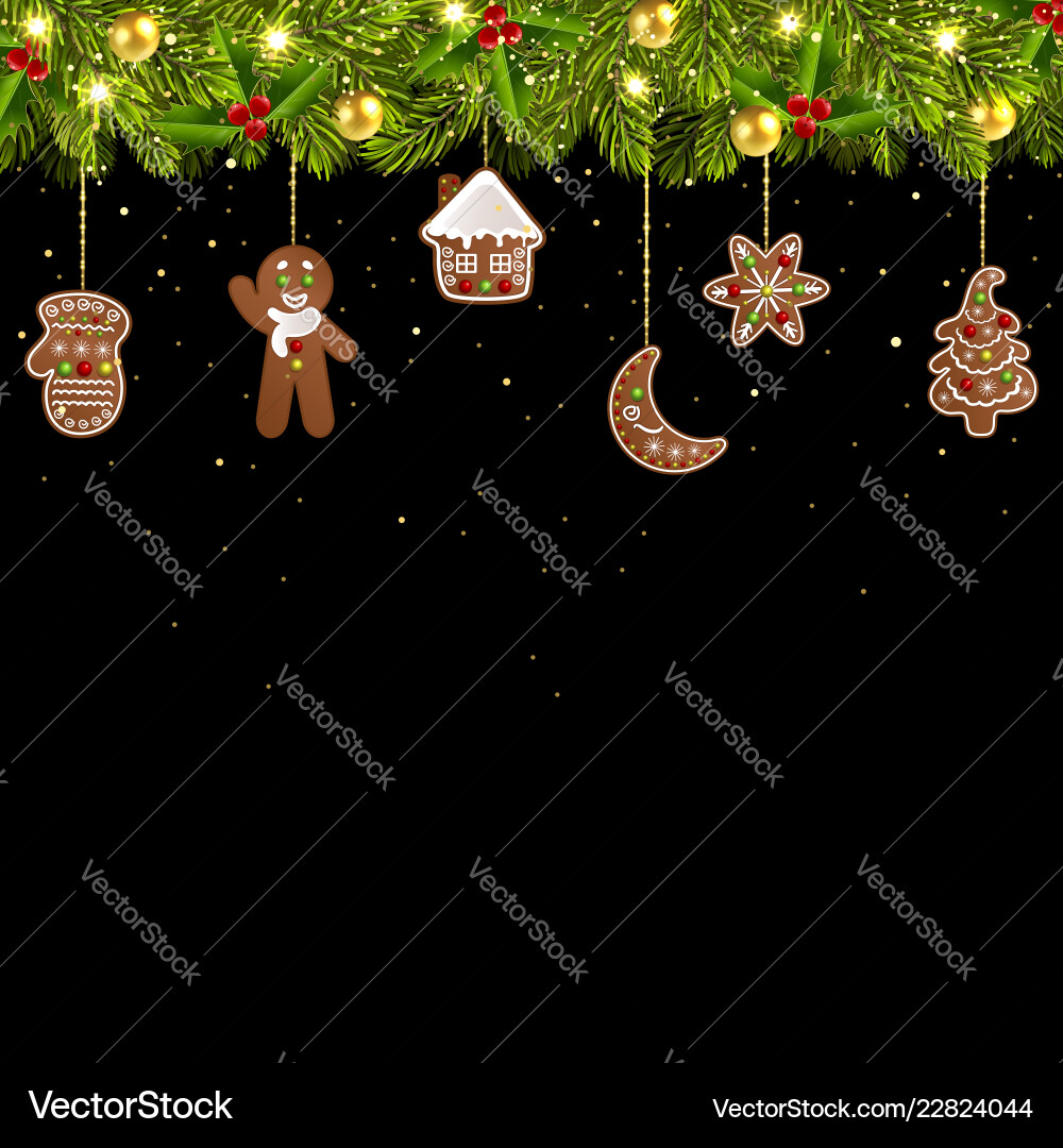 Weihnachtsbaum Girlande mit Ingwerbread Weihnachtsbaum Girlande mit Ingwerbread vektorbild