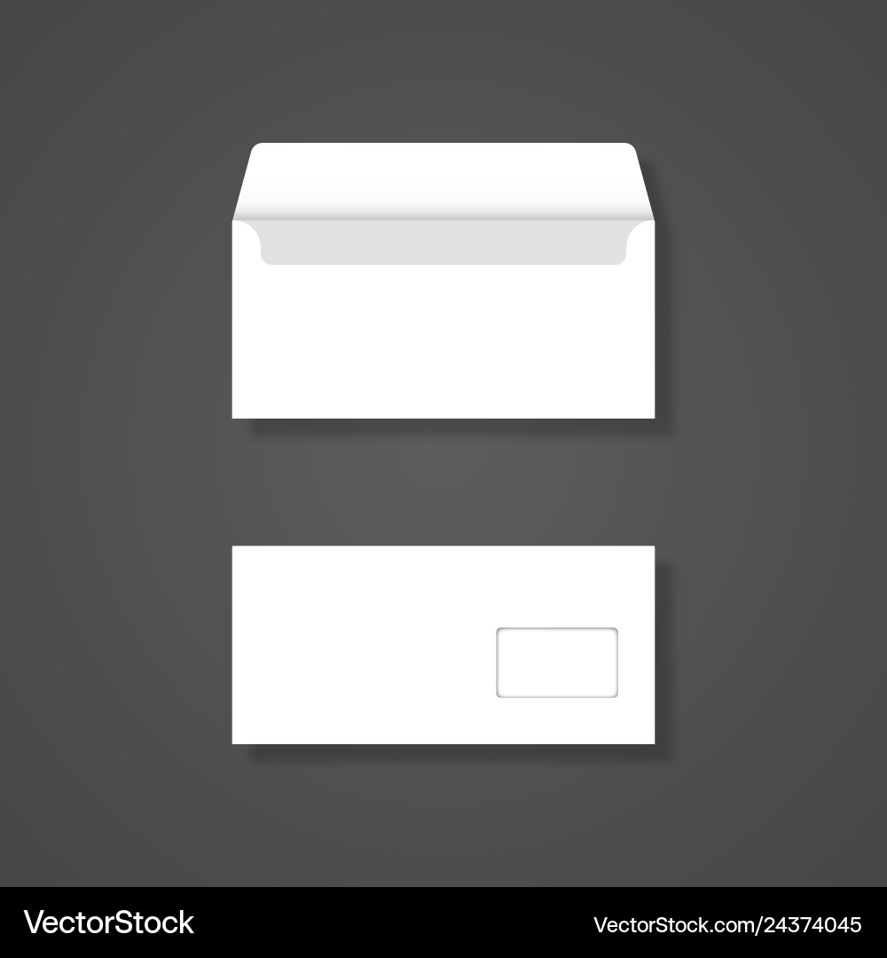 Blank envelope with window front and back view Blank envelope with window front and back view vector image