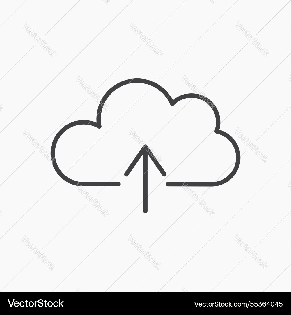 Cloud upload icon isolated in black line vector image