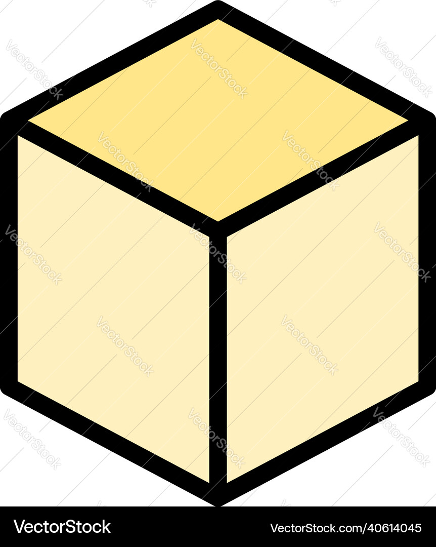 Cube box icon color outline Cube box icon color outline vector image