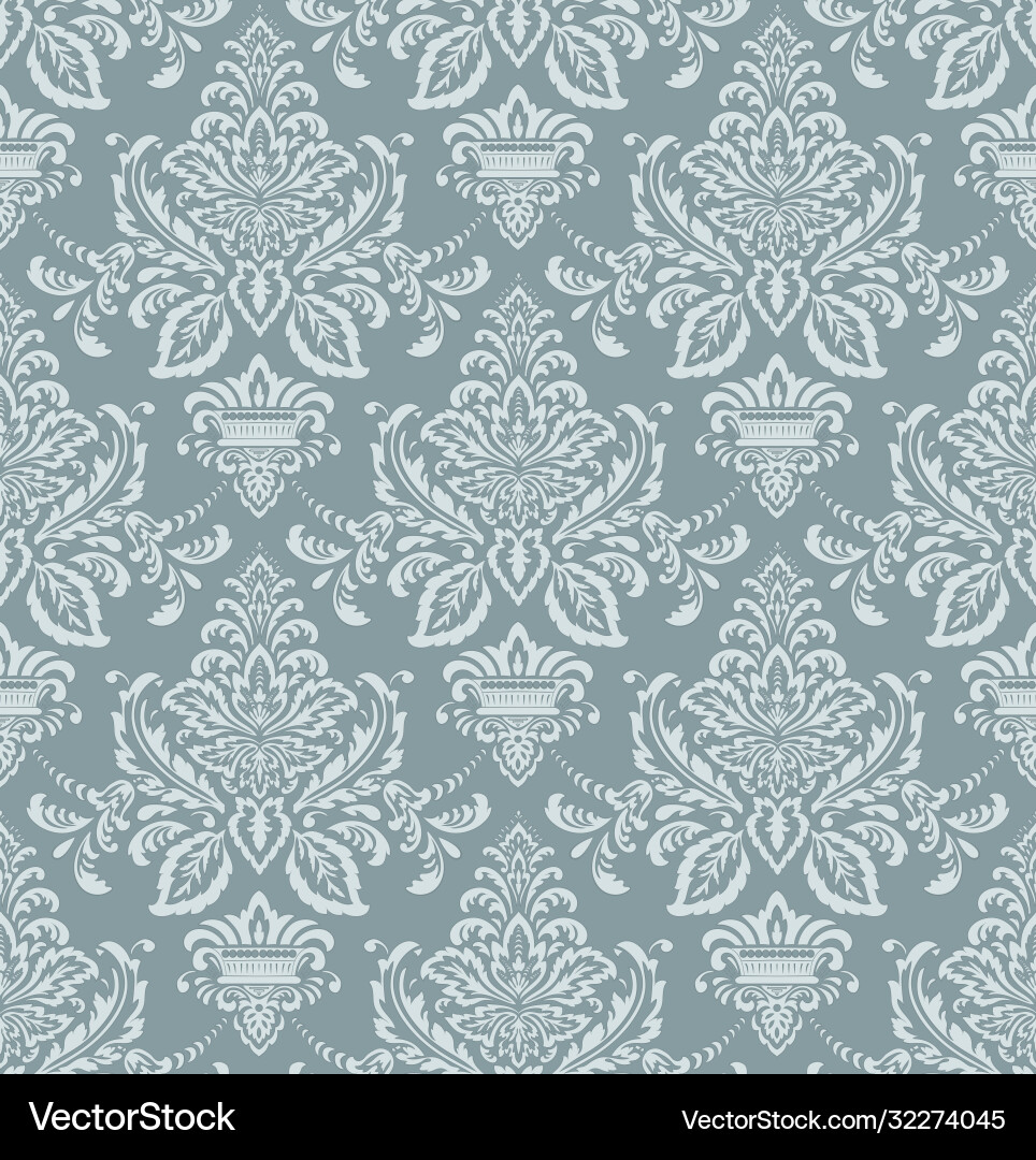 Damask seamless pattern element classical Damask seamless pattern element classical vector image