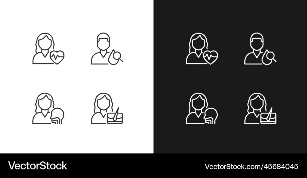 Doctor appointment pixel perfect linear icons set Doctor appointment pixel perfect linear icons set vector image
