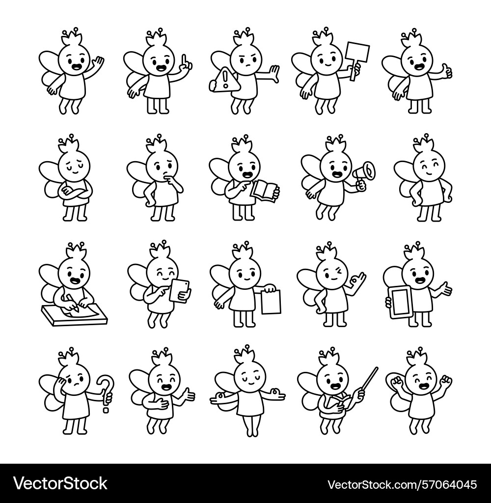 Fairy guide character set showing different Fairy guide character set showing different vector image