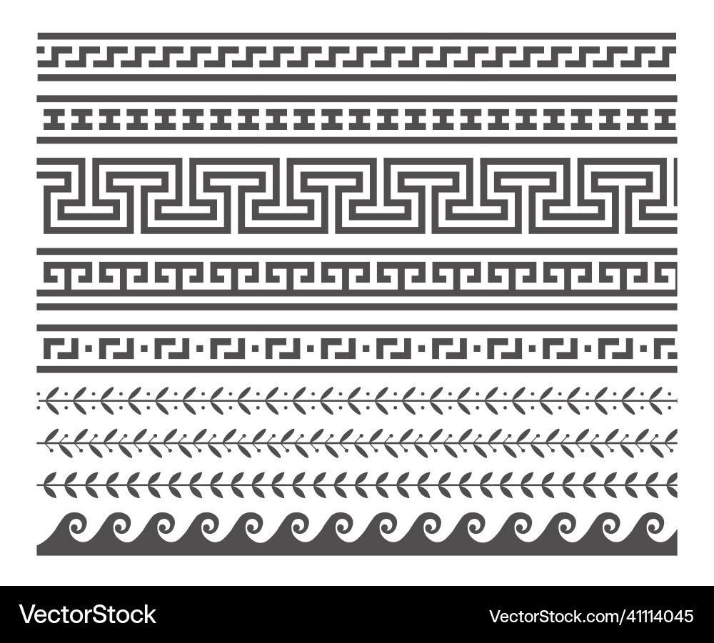 Greek style seamless frames geometric border set Greek style seamless frames geometric border set vector image