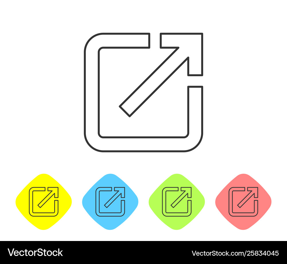 Grey open in new window line icon isolated Vector Image
